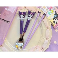 산리오 수저세트 스푼 포크 젓가락 3종, 1개, 쿠로미 1개, 쿠로미