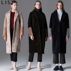 [리스트.] [리스트] 유니크 컬러 블록 슬리브 부클 롱코트