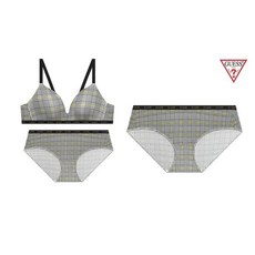 게스 속옷 언더웨어 노와이어글렌체크나염 브라1개+팬티2개세트GBWBR924GBWPT924BK SQX023 CEV665