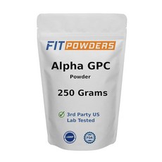 FitPowders Alpha-GPC 파우더 250g GMO 프리 알파 GPC 보충제 콜린 비건 타사 테스트 운동 전 기억력 및 집중력 스쿱 포함, 250 Gram, 1개