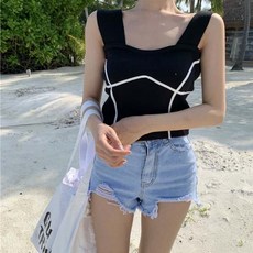 [도도하나] 라인 배색 니트나시[2컬러]
