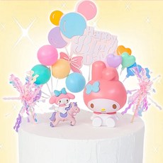 (유니콘 마이멜로디) 풍선나라 케이크 토퍼 장식 세트 생일 파티 소품 풀구성 마이멜로디+유니콘 마이멜로디) 풍선나라 케이크 토퍼 장식 세트 생일 파티 소품 풀구성