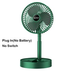 USB 충전 전기 접이식 선풍기 텔레스코픽 소형 학생 기숙사 사무실 데스크탑 음소거 큰 바람 캠핑 선풍기, Green USB Plug In, 1개
