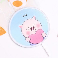 호른 작은부채 부채 가정용 휴대용 쥘부채 접이식 여성둥근 플라스틱, T12-천 둥글부채-돼지 복숭아꽃