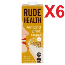 영국산 1L 6팩 총 6L 루드헬스 아몬드 드링크 Rude Health Almond Drink, 6개