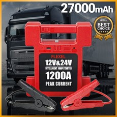  FLEXEL 24V 트럭용 점프스타터 대형화물차 고출력 스타트 자동차 방전 긴급 시동, 12V24V 27000mAh 