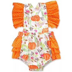 SWNONE Newborn My First Halloween Pumpkin Romper for Baby Girl Cute Ruffle 신생아 Baby Girl Bodysuit Jumpsuit (Pumpki, 단일옵션