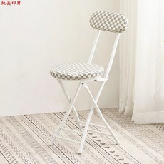 (관부가세포함) 1인용안락의자 Folding chair back home thickened stool Stool chair portable folding chairs computer chair -616801033191, 36 스폰지 두꺼운 흰색 격자one size
