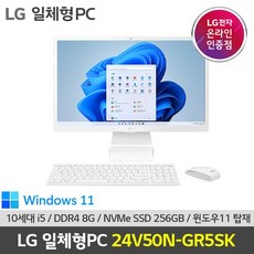 LG전자 일체형PC 퓨어화이트 24V50N-GR5SK (i5-10210U WIN11Home RAM 8GB SSD 256G), 기본형
