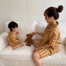 도도한나 커플 엄마 아기 유아 아동 어린이 여름 반팔 잠옷 파자마 세트