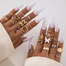 에쉬울프 여성 데일리 레이어드 반지 세트