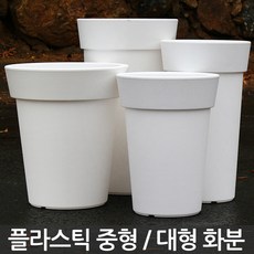 플라스틱 중형 대형 화분 - 플분 큰화분 인테리어화분 야외화분 매장화분 사무실화분 가게화분 길거리화분 거실화분 베란다화분, 03_유니크원형3호_화이트(받침X)