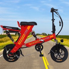 12 인치 접이식 전기 자전거 리튬 배터리, 48V, [03] 붉은 지구력 25km
