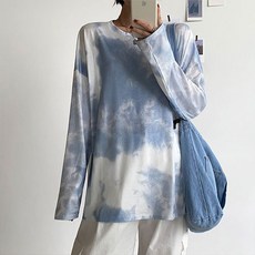 GM0018C 루즈핏 물나염 라운드 긴소매 면티