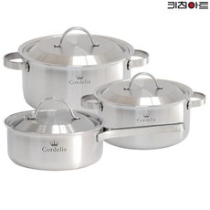 키친아트 코델리아 통5중 스텐레스 인덕션 냄비세트 3종A(편수18+양수16+20), 1개