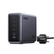 UGREEN 유그린 500W GaN 고속 충전 스테이션 6포트 데스크탑 접지형 멀티충전기 단일 포트 최대240W 지능형 온도 제어 공간 절약형 디자인 아이폰 17 시리즈 호환, 1개, Gray