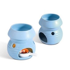[독일] 961231 ComSaf Ceramic Oil Burner with Candle Holder Matt Blue Set of 2 Aroma Lamp Aroma Burner, Blau
