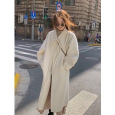 PLASTICTREE 수작업 양면모직코트 나비넥타이 학원 무드 하프기장 케이프재킷