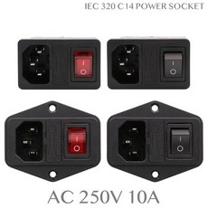 코드 tv분배기 전원 인렛 소켓 리셉터클 전기 커넥터 퓨즈 홀더 포함 ON OFF 로커, 4.IEC 320 - With Red Light