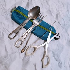 원하몰 AMG티타늄 신제품 포크+스푼+집게+케이스 (식가위 선물), one