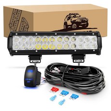 GOOACC 30.5cm(12인치) 72W LED 조명 바 스팟 플러드 콤보 운전 조명 오프로드 조명 LED 램프 작업 조명 트럭 골프 카트 SUV ATV UTV 보트용 16AWG, 72w Light Bar+ Rocker Switch W, 1개