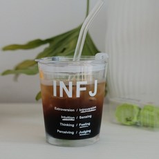 MBTI 유리 텀블러 빨대 350mL 선물용 MZ 커플 우정, INFJ, INFJ