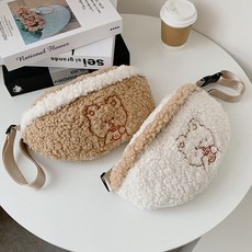 뽀글이 곰돌이 웨이스트 힙쌕 여성 양털 아동 핸드폰 가방