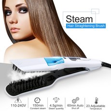 Steaod 전문 헤어 스트레이트 너 스팀 플랫 아이언 스트레이트 너 플로팅 히팅 플레이트 증기 스프레이 스트레이트 닝 브러쉬|스트레이트 아이언|, 1개, 파란, CHINA