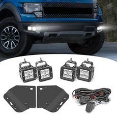 ASD 4x 76cm3인치 LED 듀얼 안개등 포드 작업 조명 및 숨겨진 범퍼 장착 브래킷 로커 스위치 포함 SVT 랩터 F150 1세대 20102014와 호환, ASD 4x 76cm3인치 LED 듀얼 안개등 포드 작