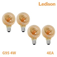 Ledison LED 에디슨전구 G95 4w, 4개, 전구색 4개, 전구색
