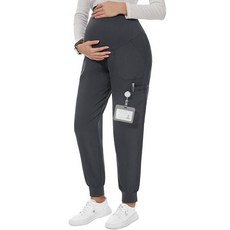 PACBREEZE 여성용 임산부 수술복 포켓 6개 작업복 임산부 조거 수술복 (네이비 스몰) 네이비, 회색