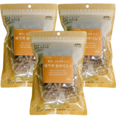  벨버드 강아지 건강 수제 간식 S 250g, 돼지귀 슬라이스, 6개 