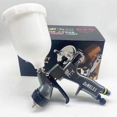 페인트건 DEWELES Hvlp 전문 스프레이 GTIS 프로 저압 에어브러시 600ml 플라스틱 컵 수성 공압 도구 13mm, 05 grey_01 26x16x15cm, 1개