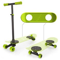 MORFBOARD 스케이트 amp; 스쿠 트 콤보 어린이를위한 2-in-1 킥 스쿠터 (3- 위치 조절 가능 높이 및 엑스, 원 컬러_Charge Chartreuse-bla, 원 컬러, 상세 설명 참조0