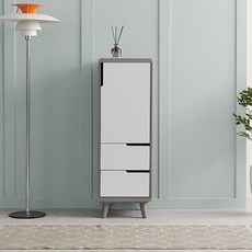 [쿠팡HIT] 한샘몰pick 심플라이프 아즈 400 틈새 멀티 수납장, 그레이/메이플 (B)