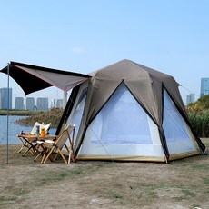 Zebeer 초대형 원터치 텐트 이중 방수 캠핑용 패밀리텐트 육각 돔텐트 4-8인용