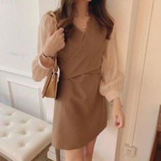 듀엘원피스
 긴팔 쉬폰 원피스 조거 숏 통근 원피스