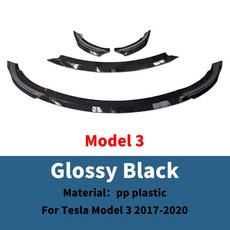 앞 범퍼 프로텍터 립 친 튜닝 가드 액세서리 디퓨저 디플렉터 Tesla 모델 3 Y 2017 2018 2019 2020 2021, Model 3 Glossy Black