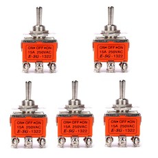 토글 스위치 5pcs 중장비 로커 15a 250v ac dpdt 3 위치 6 핀 온오프온 선박 기계 에 적합, 없음