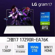 LG전자 2023 그램17 17Z90R-EA76K, WIN11 Home, 16GB, 2TB, 코어i7, 화이트