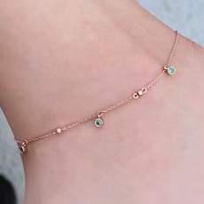 925실버 은 그린스톤 참 체인 여자명품발찌
