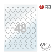 PL586 원형 30(mm) 투명라벨지키미(보호용 필름) 48칸 A4라벨지, 50매