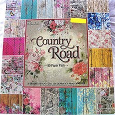 Country Road 12x12 the Paper Studio Barnwood Shabby Vintage Floral Damask 스크랩북 카드 제작 종이 팩 8, 1개, 12-x-12-Inch
