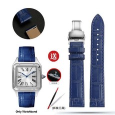 Cartier Santos Dumont 시리즈용 팔찌 퀵릴리즈 시계 스트랩 남녀공용 진짜 가죽 밴드 핀 걸쇠 17.5mm