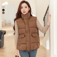  NUNUHANA 여성 베스트 오버핏 하이넥 패딩조끼 면조끼 자켓  상품 이미지