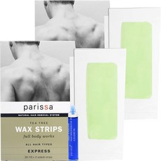 Parissa Men's Tea Tree Wax Strips 페리사 남성용 티트리 제모패드 왁스 20개입 2팩 제모제, 1개, 1ml