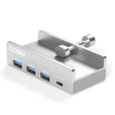 클램프 멀티 허브 USB 3.0 3포트 C타입 메탈소재 모니터 스탠드 책상 아이맥 장착 거치, 실버