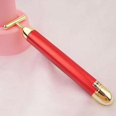 24k 골드 진동 페이셜 슬리밍 페이스 뷰티 마사지 바 눈가 피부 안마 펄스 퍼밍 페이셜 롤러 마사지 리프트 스킨 강화 링클 스틱, [03] 빨간