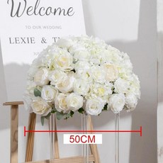 레드 화이트 퍼플 장미 소파 테이블 러너 꽃 줄 웨딩 배경 아치 장식 꽃꽂이 파티 소품 창 디스플레이, 16. 50CM, 1개