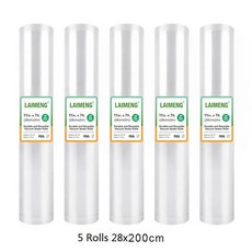 LAIMENG 5 Rolls 가정용 진공 포장기 비닐 팩 용기, 5R 28-200cm